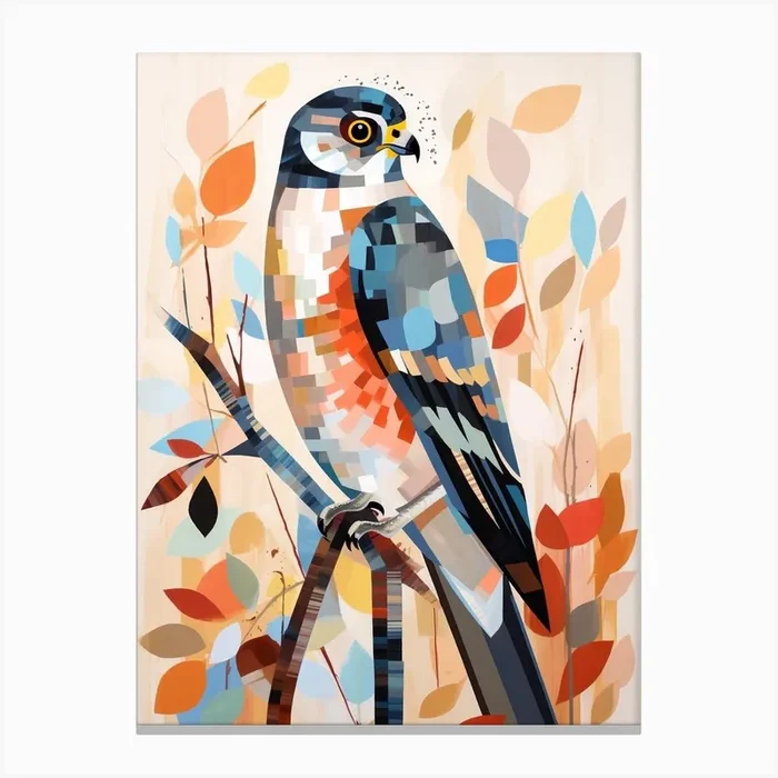 Bird Painting Collage Eurasian Sparrow 3 Canvas Print by Feathered Muse