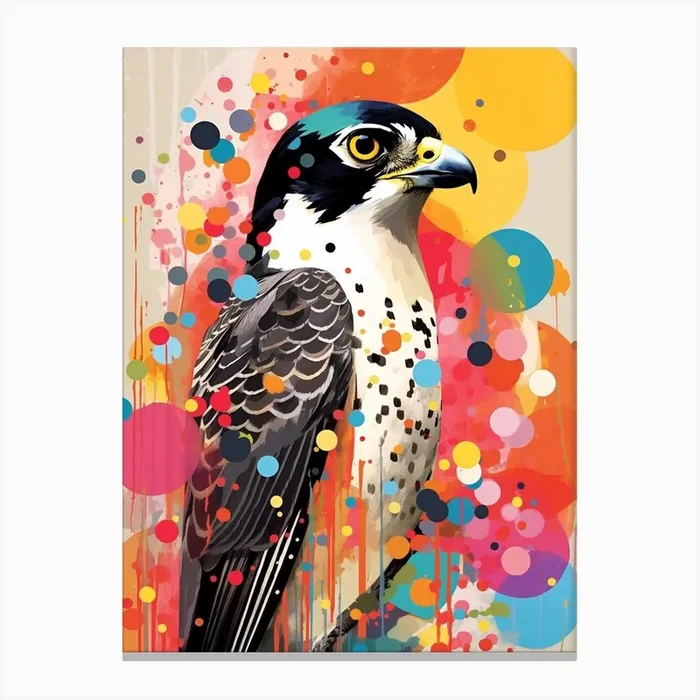 Bird Painting Collage Falcon 2 Canvas Print by Feathered Muse