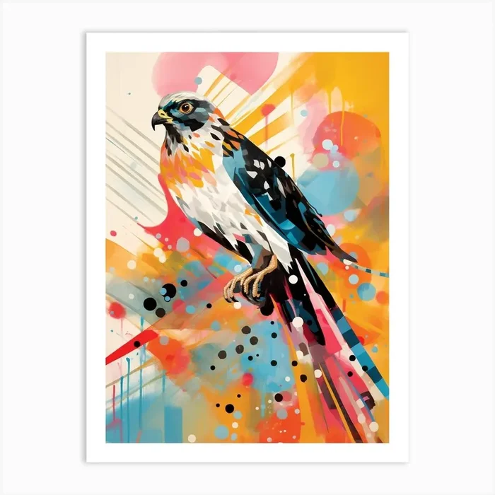 Bird Painting Collage Harrier 1 Art Print by Feathered Muse