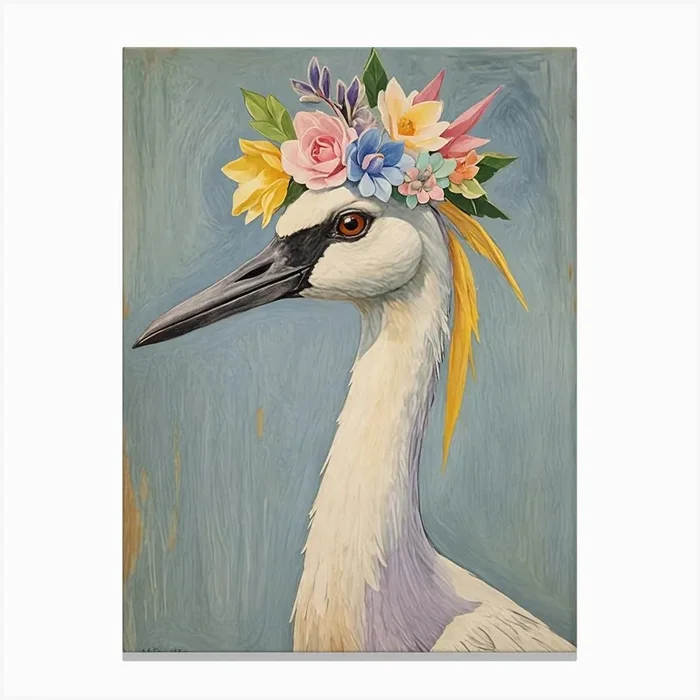 Bird With Flower Crown no2 Canvas PrintDP by Daydream Pacific