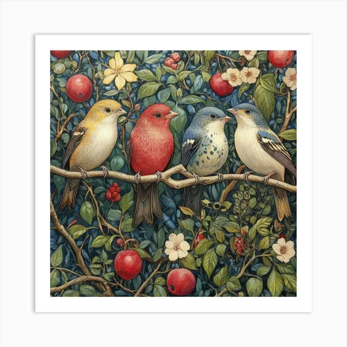 Birds On A Branch Art 39 Art PrintS by Saiful