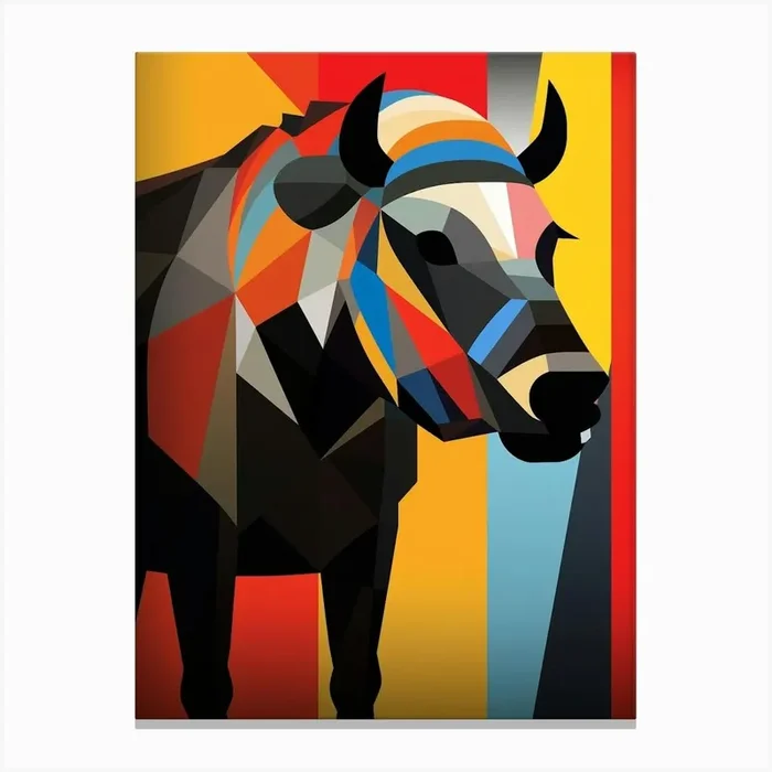 Bison Geometric Abstract 8 Canvas Print by Abstract Art Expressions
