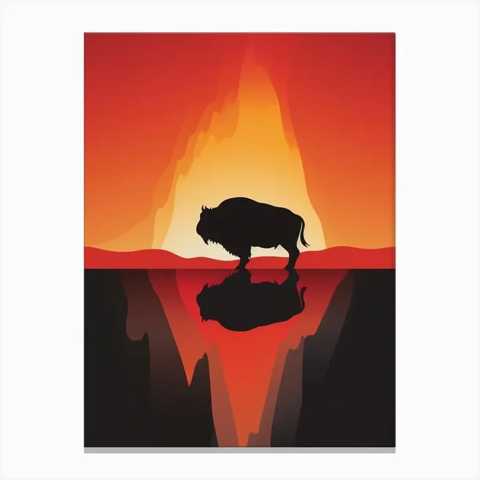 Bison Minimalist Abstract 1 Canvas Print by Abstract Art Expressions