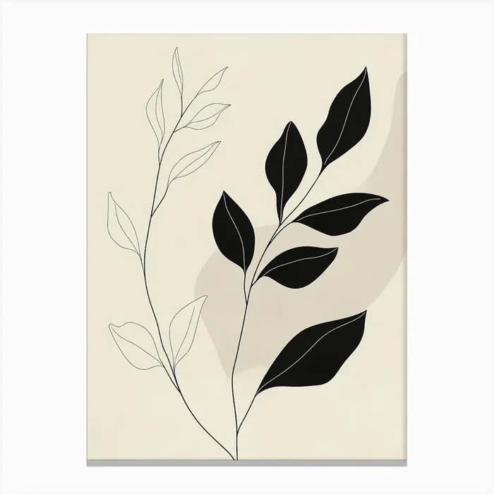 Black And White Leaves Canvas PrintS by Shadesigns