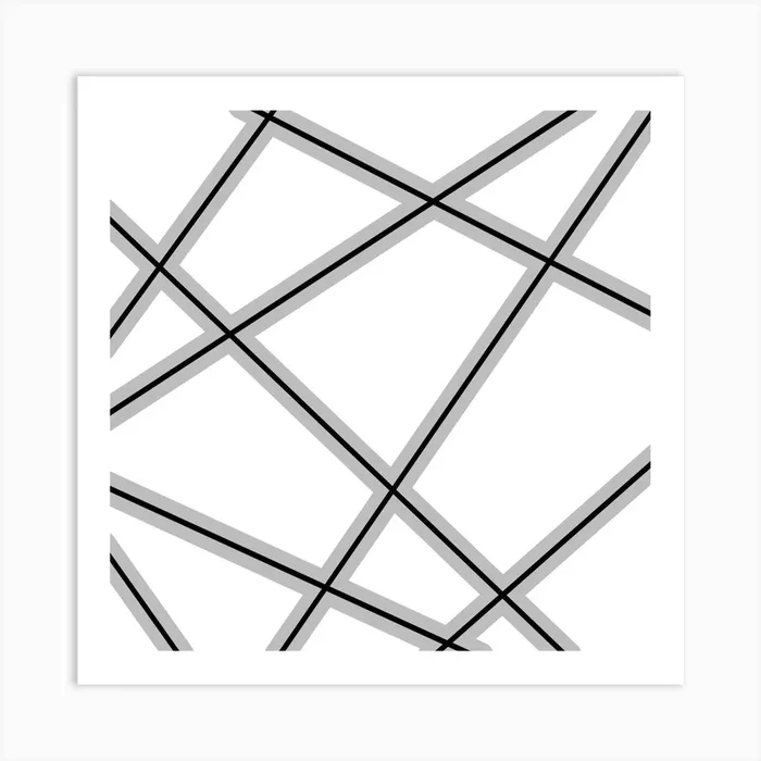 Black And White Lines Art PrintKA by K.S ART