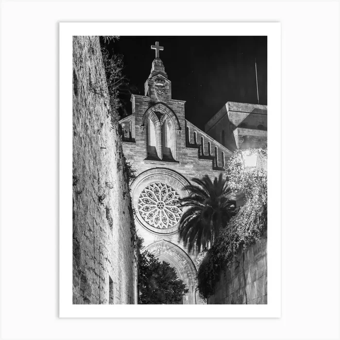 Black And White Photo Of A Church Art Print by imagine