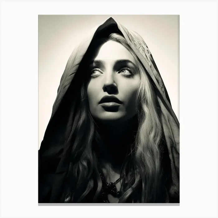Black And White Photograph Of Madonna 1 Canvas Print by Digital AI art house