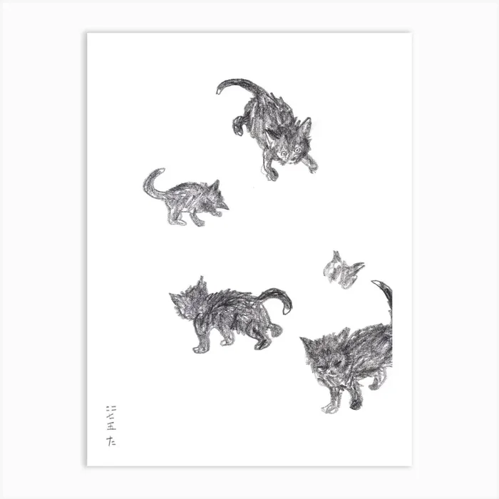 Black Kitten Art Print by Asobōze