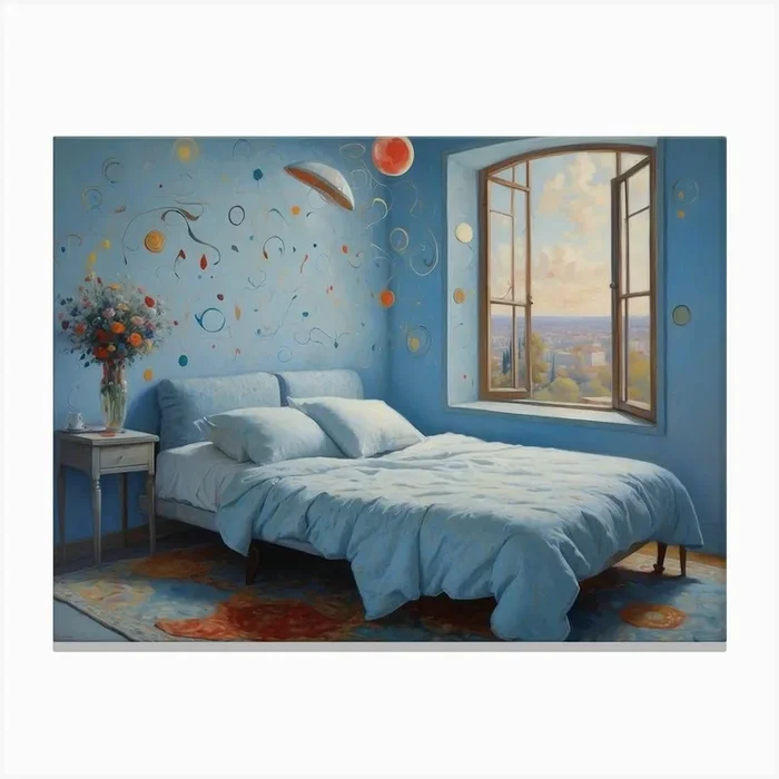Blue Bedroom Canvas PrintE by Eliana