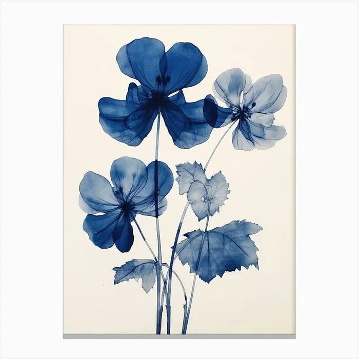 Blue Botanical Cyclamen 2 Canvas Print by Botanic Studio