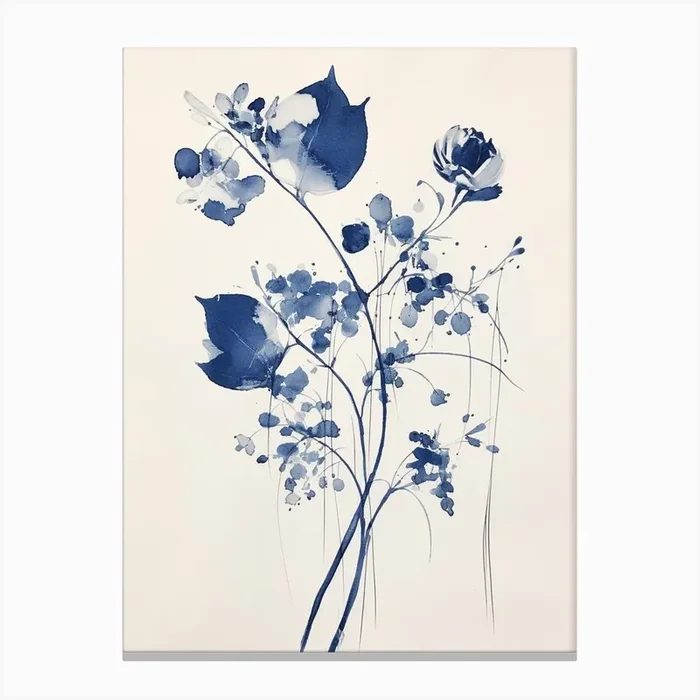 Blue Botanical Lily Of The Valley Canvas Print by Botanic Studio