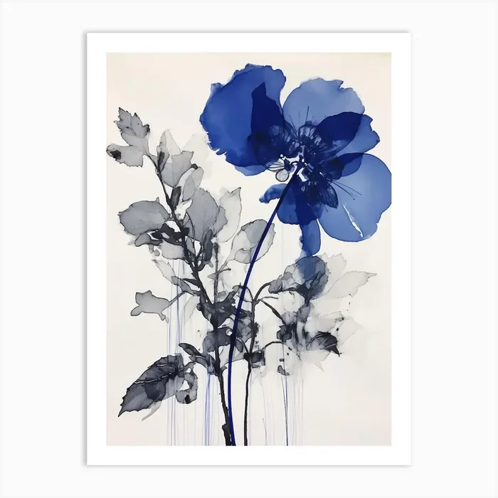 Blue Botanical Orchid 2 Art Print by Botanic Studio