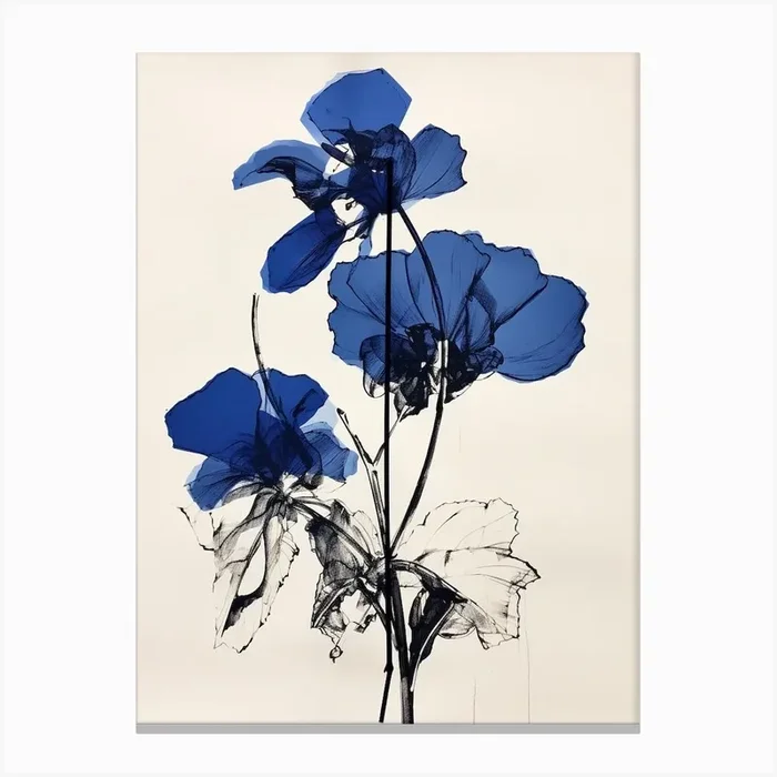 Blue Botanical Orchid 3 Canvas Print by Botanic Studio