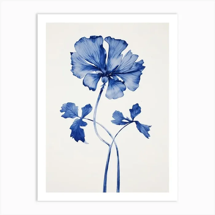 Blue Botanical Poppy 3 Art Print by Botanic Studio