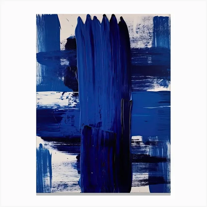 Blue Brush Strokes Abstract 2 Canvas Print by Abstract Art Expressions