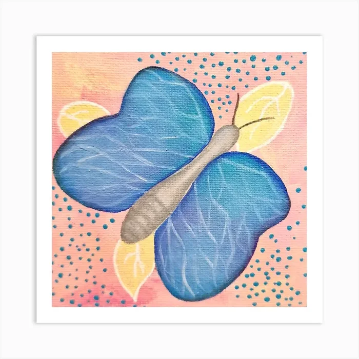Blue Butterfly Art Print by Olya Enina