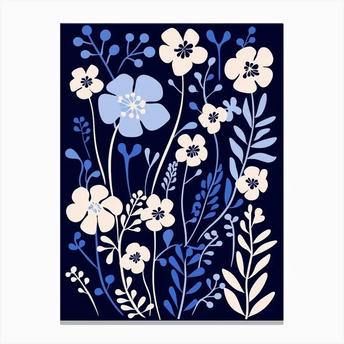 Blue Flower Illustration Babys Breath 2 Canvas Print by Botanic Studio
