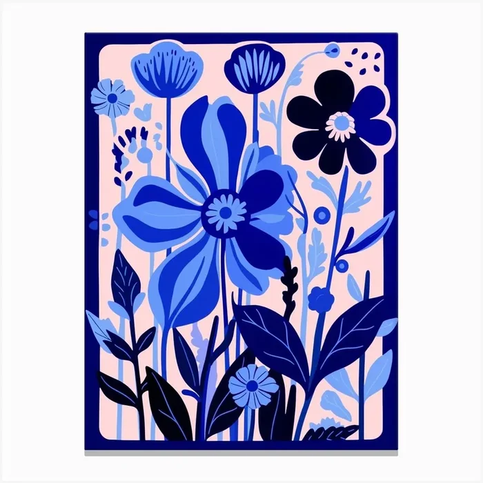 Blue Flower Illustration Bluebell 4 Canvas Print by Botanic Studio