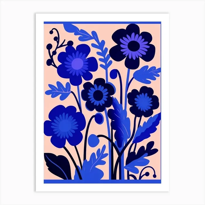 Blue Flower Illustration Cineraria 3 Art Print by Botanic Studio