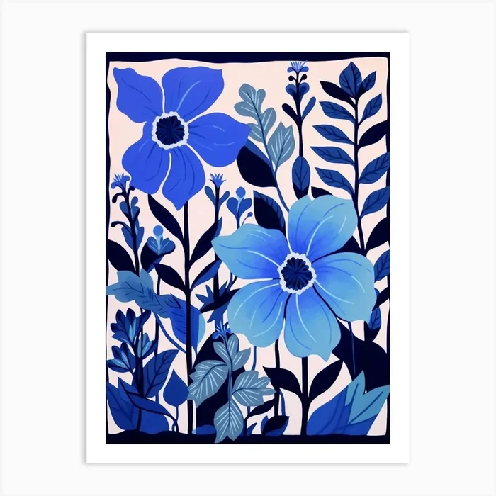 Blue Flower Illustration Delphinium 4 Art Print by Botanic Studio