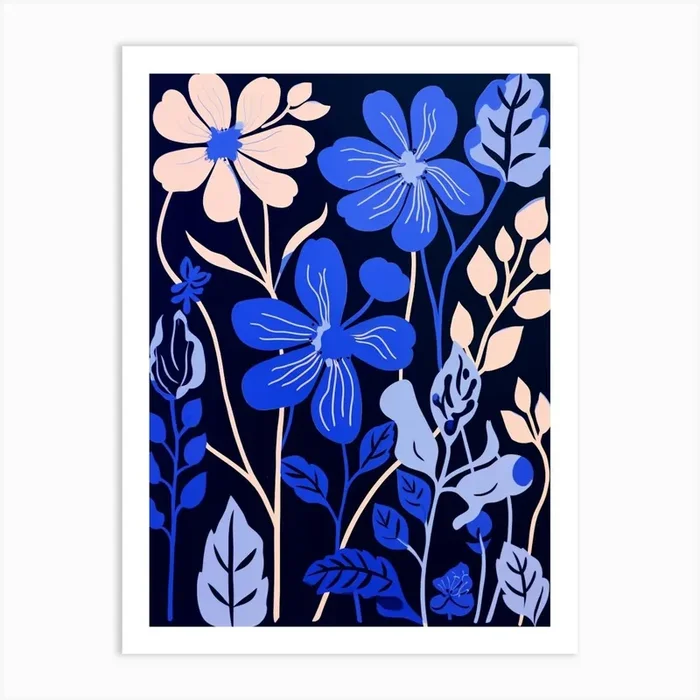 Blue Flower Illustration Honeysuckle 3 Art Print by Botanic Studio