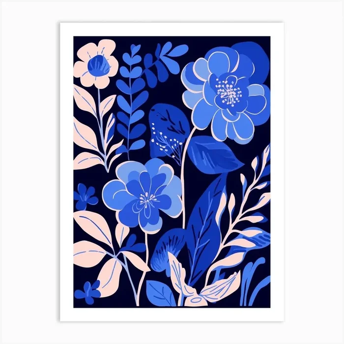 Blue Flower Illustration Hydrangea 7 Art Print by Botanic Studio