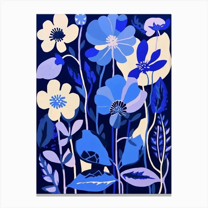 Blue Flower Illustration Lily 1 Canvas Print by Botanic Studio