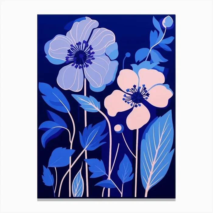 Blue Flower Illustration Orchid 4 Canvas Print by Botanic Studio