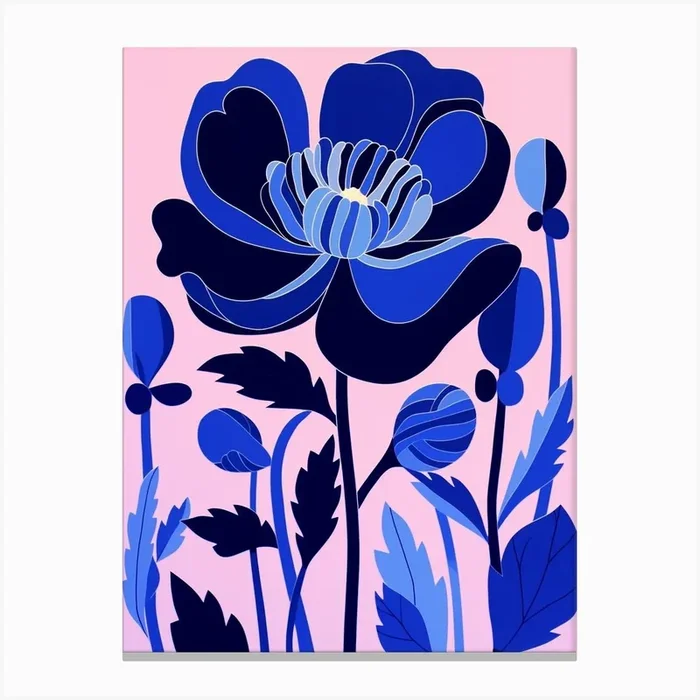 Blue Flower Illustration Tulip 3 Canvas Print by Botanic Studio