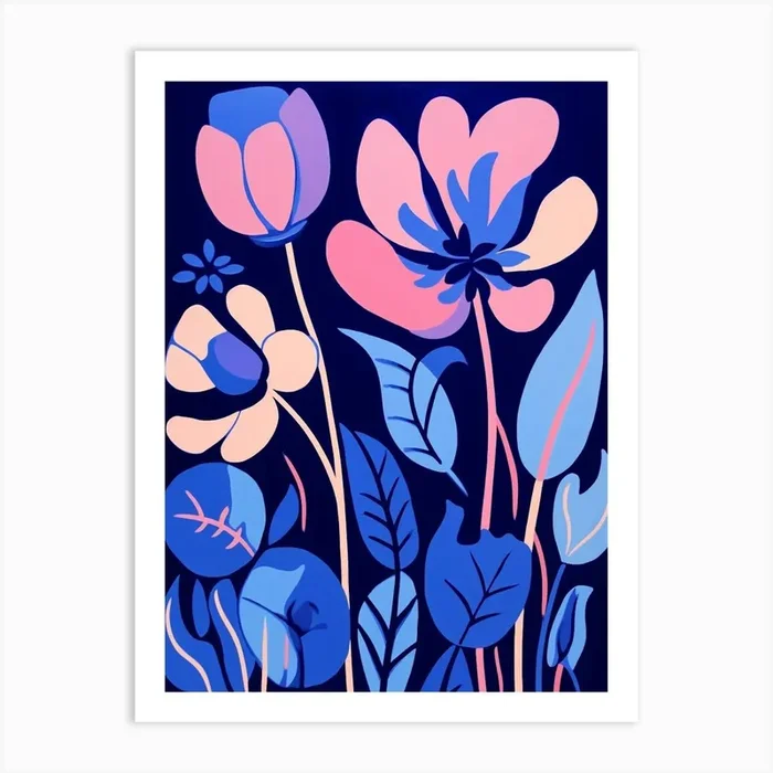 Blue Flower Illustration Tulip 4 Art Print by Botanic Studio