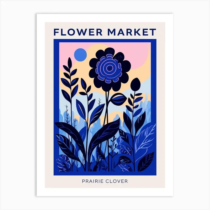 Blue Flower Market Poster Prairie Clover Art Print by Botanic Studio