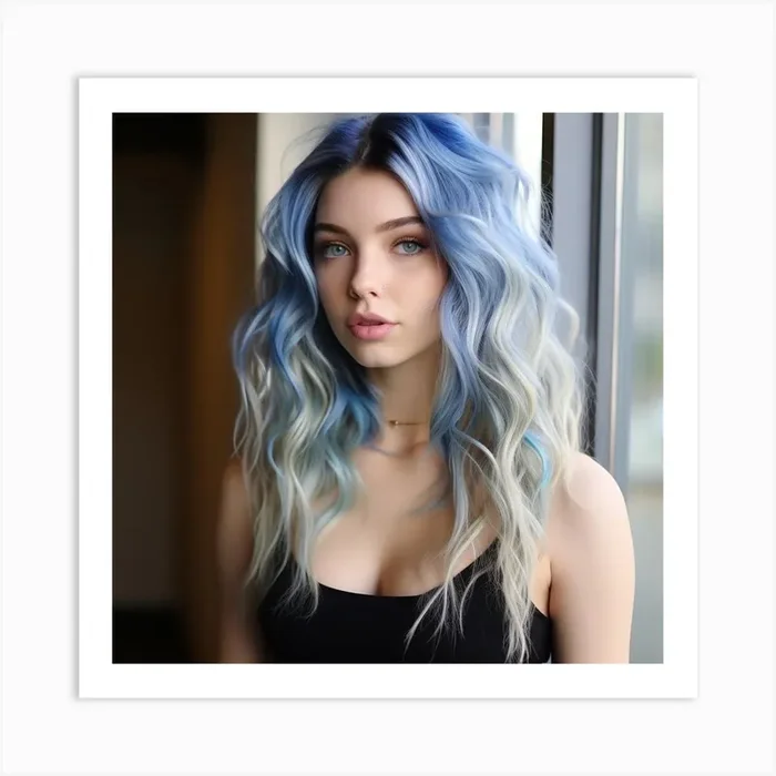 Blue Haired Girl Art Print by PaigeDesigns