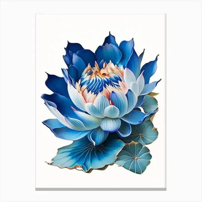 Blue Lotus Decoupage 4 Canvas Print by The Artsy Florist