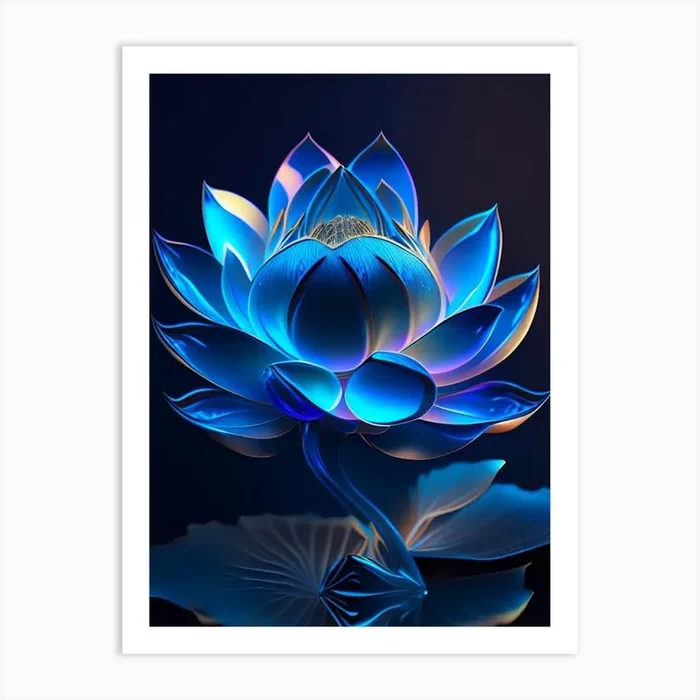 Blue Lotus Holographic 4 Art Print by The Artsy Florist