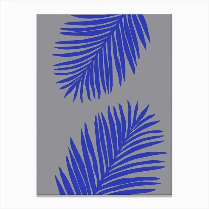 Blue Palm Leaf Art Poster_2301629 Canvas Print by 1x