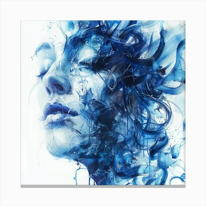 Blue Water Painting Canvas Print by PaigeDesigns