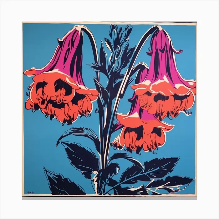 Bluebell 4 Pop Art Illustration Square Canvas Print by Botanic Studio