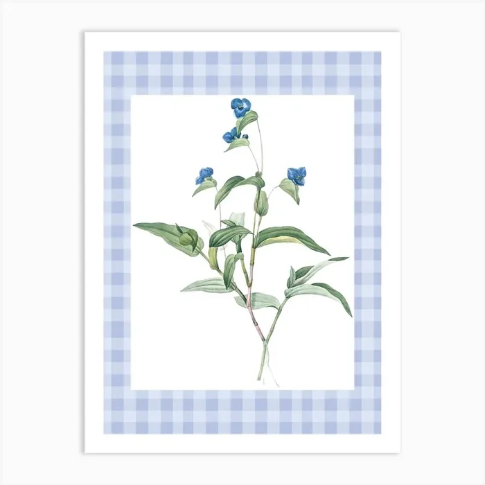 Bluebells | Baby blue gingham 1 Art PrintKS by Kitty Strand