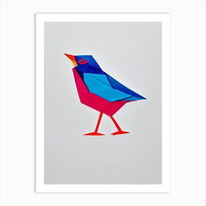 Bluebird 2 Origami Bird Art Print by Featherline
