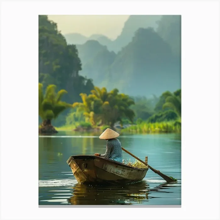 Boat On A River 1 Canvas Print by Pierce Millington Gallery