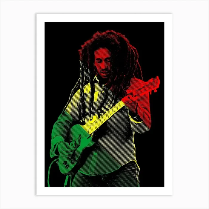 Bob Marley Line Illustration Color v3 Art PrintAB by Andika Bahtiar