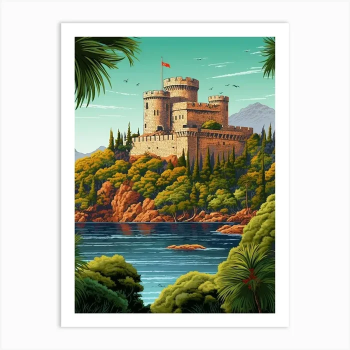 Bodrum Castle St Peters Caastle Pixel Art 7 Art Print by PixelPerfect