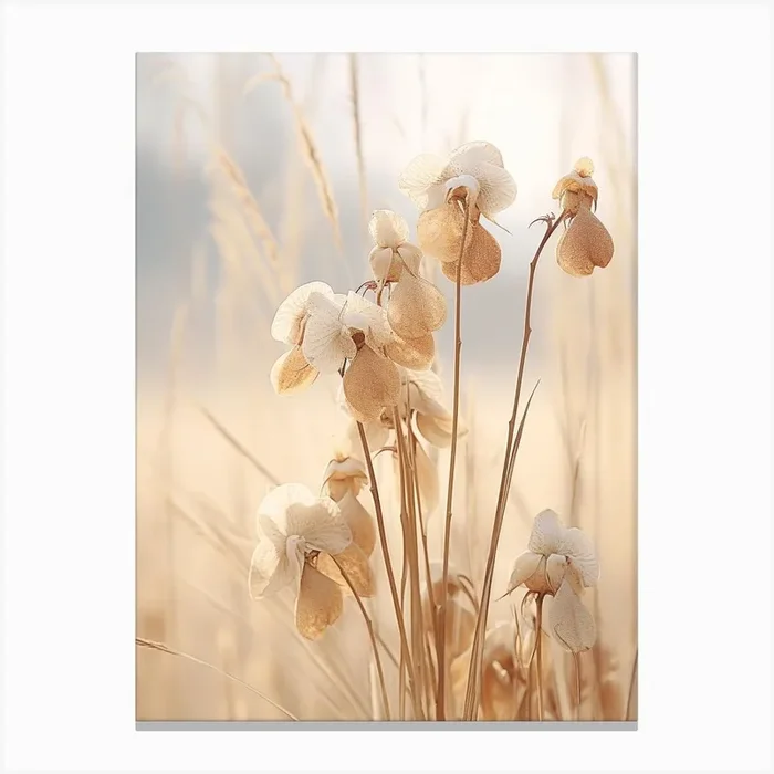 Boho Dried Flowers Monkey Orchid Canvas Print by Botanic Studio