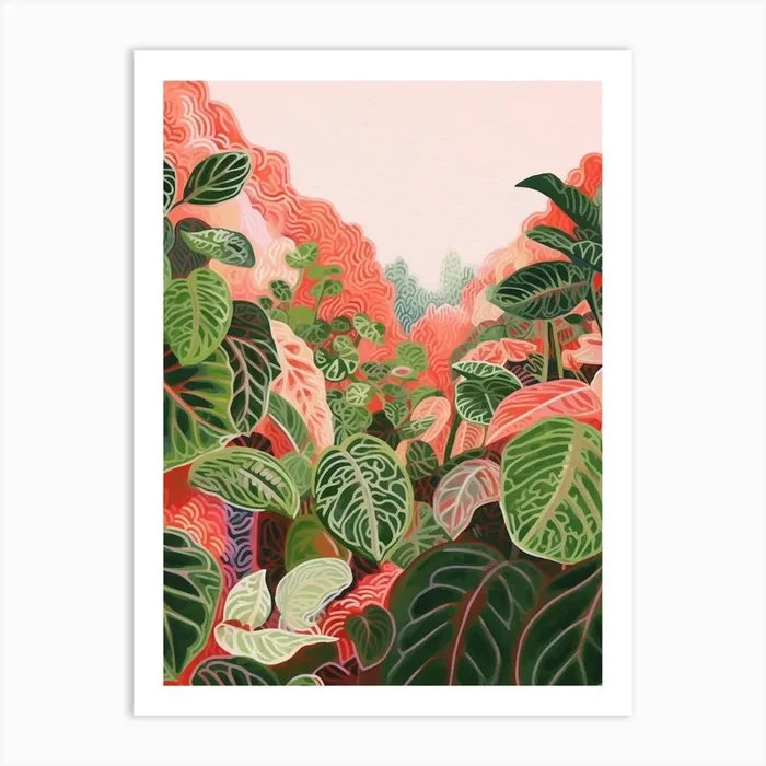 Boho Plant Painting Fittonia White Anne 2 Art Print by Botanic Studio