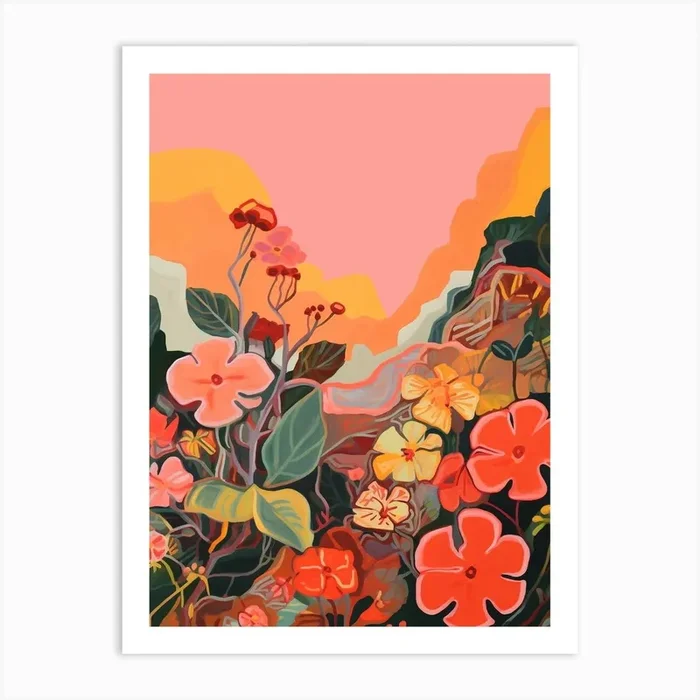 Boho Wildflower Painting Primrose Primula 1 Art Print by Botanic Studio