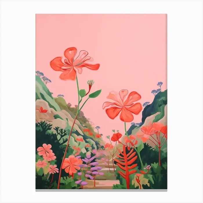 Boho Wildflower Painting Wild Geranium 1 Canvas Print by Botanic Studio