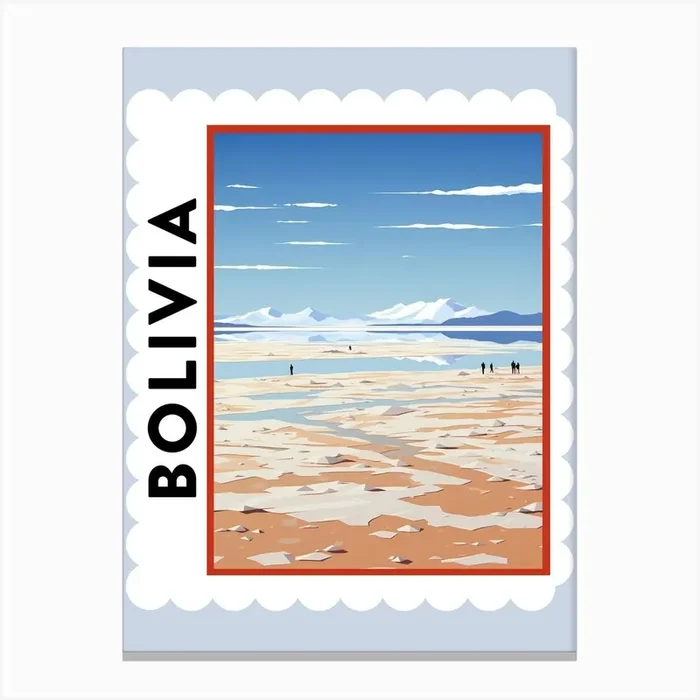 Bolivia 4 Travel Stamp Poster Canvas Print by WanderWall Prints