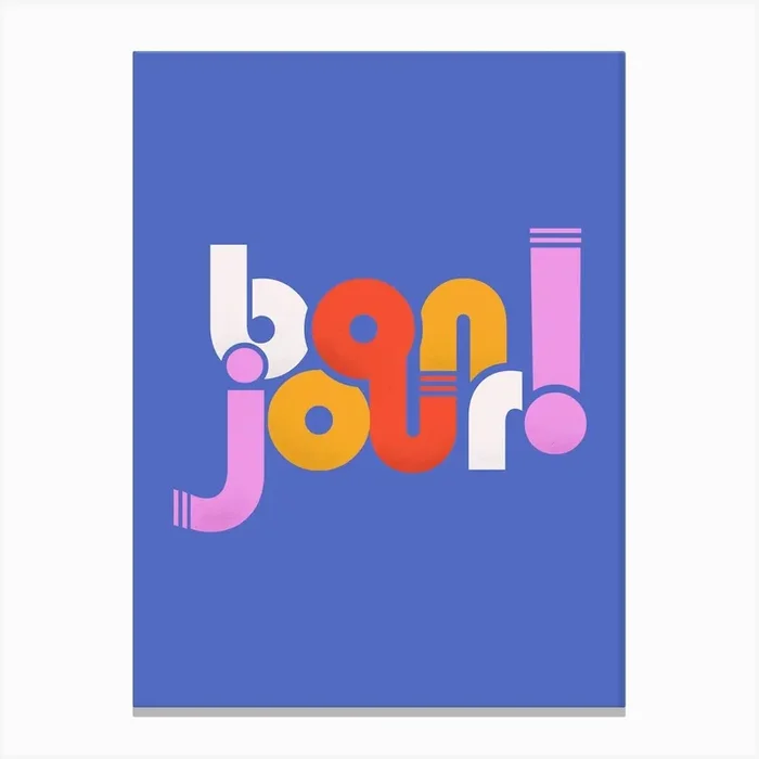 Bon Jour On Blue Canvas Print by showmemars