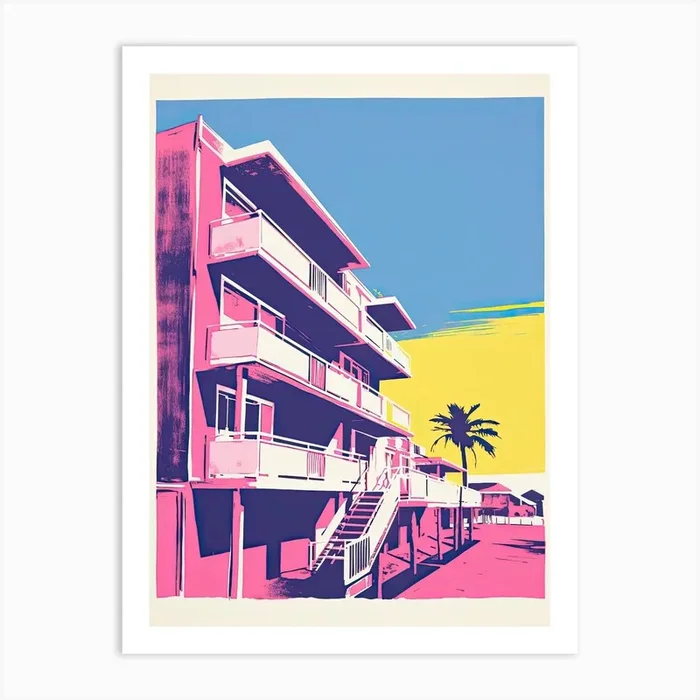 Bondi Beach In Risograph Style 4 Art Print by Vintage Ink