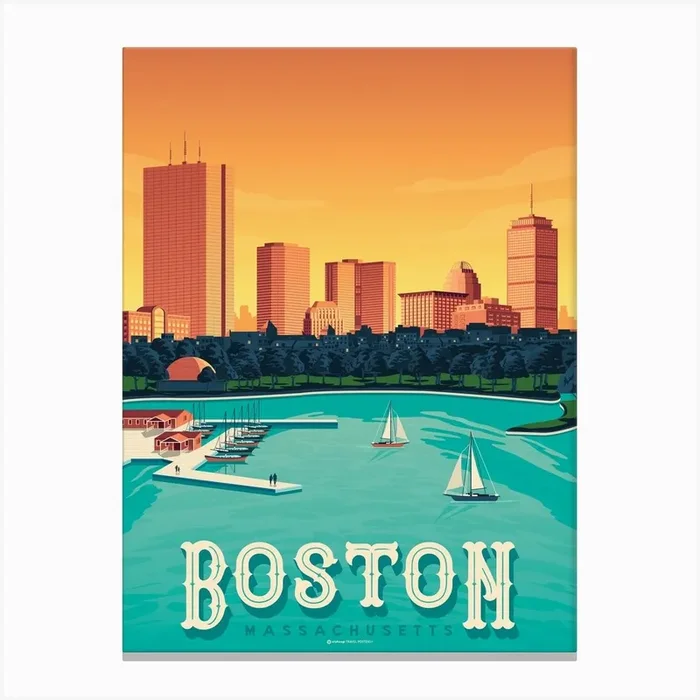 Boston Massachusetts Canvas Print by Olahoop Travel Posters